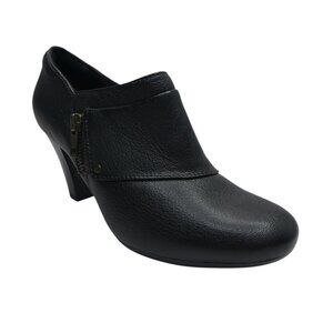 Clarks Bendables Black Leather Heeled Comfort Ankle Booties Shooties Womens 7